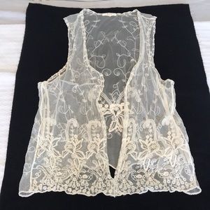 Cream Lace Vest